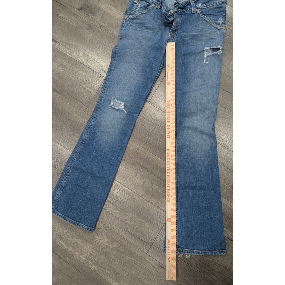 Hudson Beth Baby Bootcut Distressed Jeans Flap Pocket Union Jack LogoLong 31/33 - Picture 10 of 11